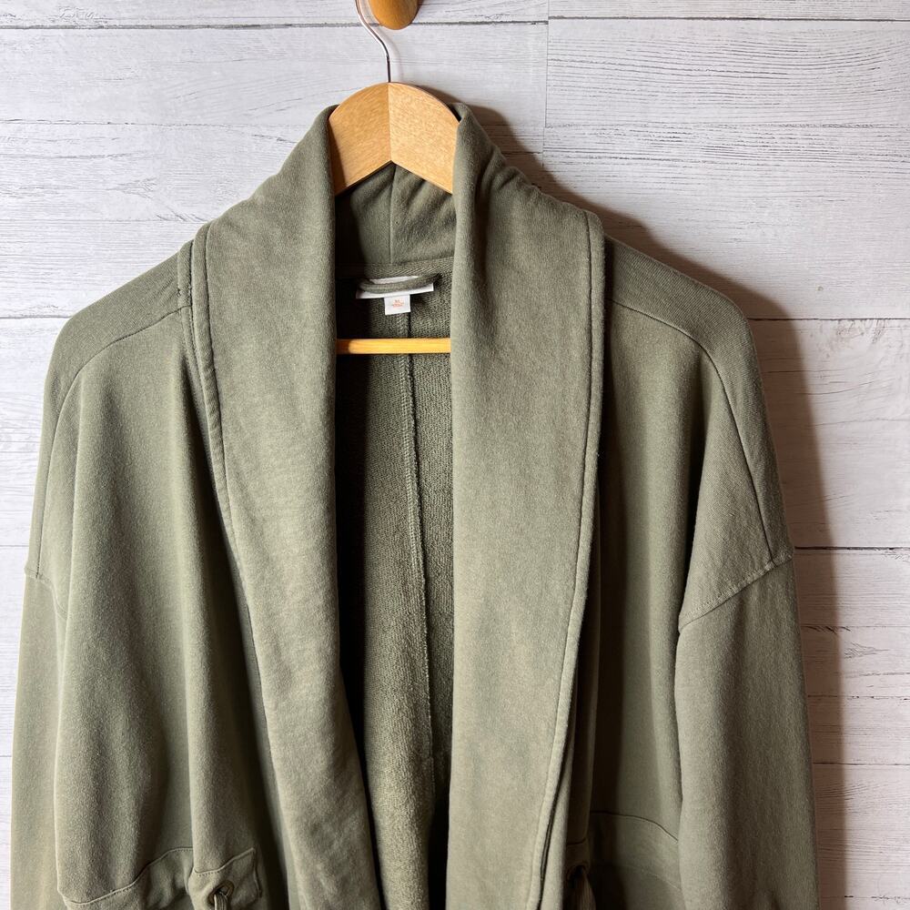 Knox Rose Jacket Womens Size XL Olive Green Drape Front Cotton Blend Pockets - Picture 8 of 16